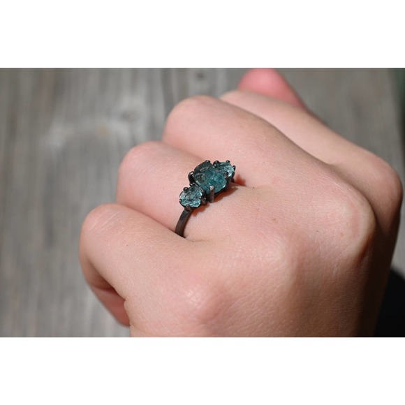 Aquamarine Ring, Raw Aquamarine Ring, raw crystal ring, rings for women, - Picture 7 of 7